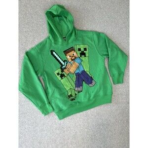 Mad Mindcraft Hoodie Kids‎ Green Boys Girls Pullover Game Sweatshirt Size 6/7